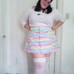 Pastel Rainbow Heart Pocket Mini Skirt